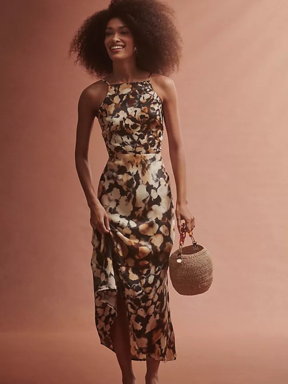 Anthropologie Conditions Apply High-Neck Midi Slip Dress Large